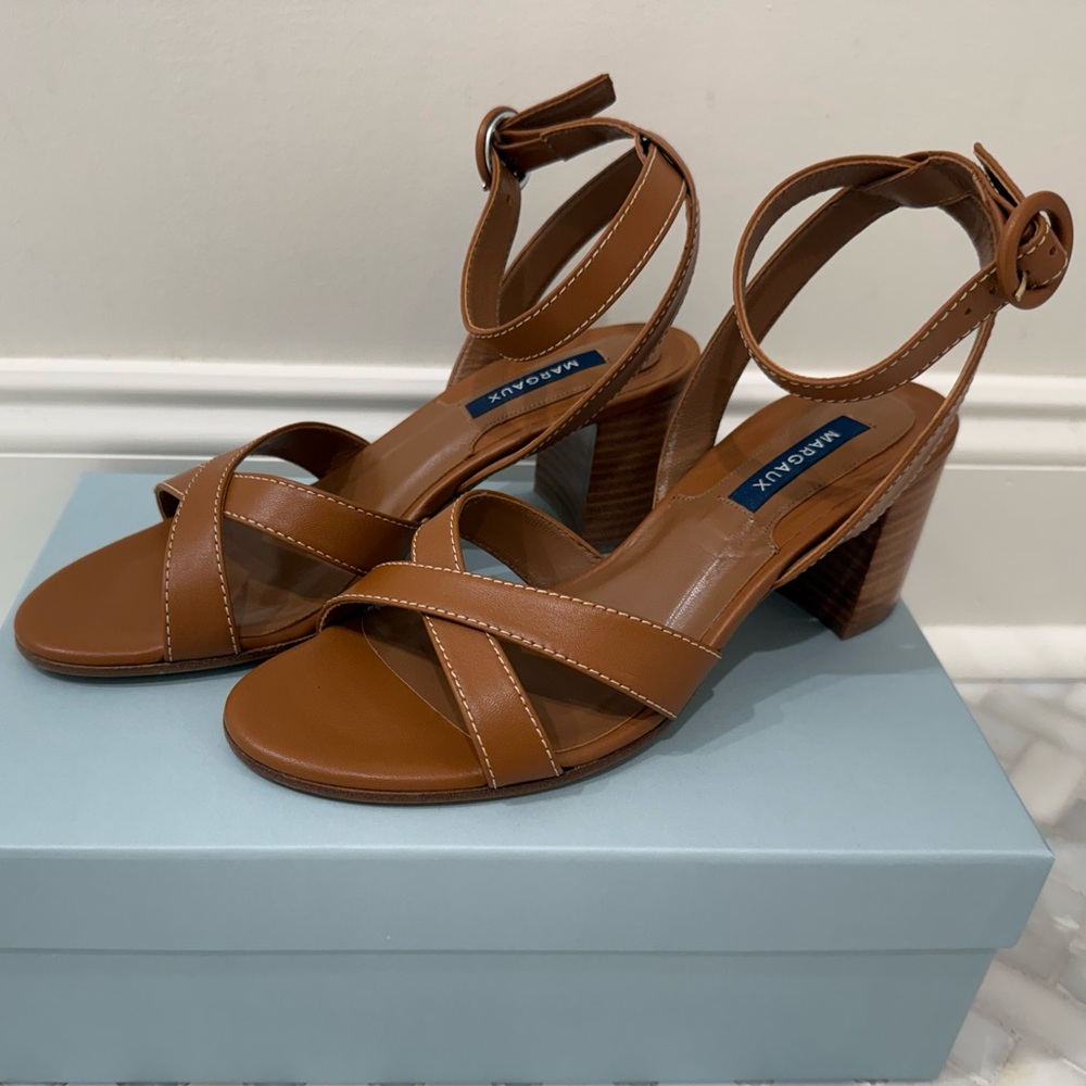 Margaux NY The City Sandal Nappa Saddle US size 8 M EU 38 Excellent condition!